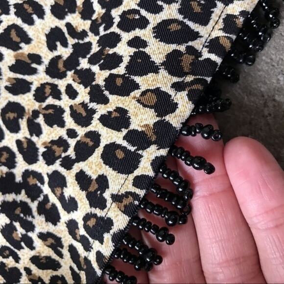 Robbie Bee Plus Size Vintage Animal Print Dress Cheetah Sexy Size 14 Fringe - Picture 8 of 8